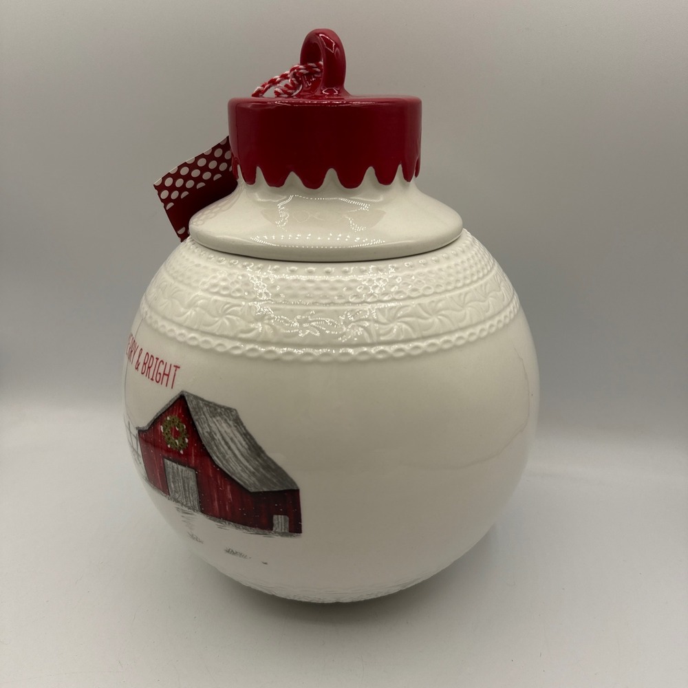 10 Strawberry Street Christmas Cookie Jar Barn Merry & Bright Ornament Farmhouse - Picture 3 of 16